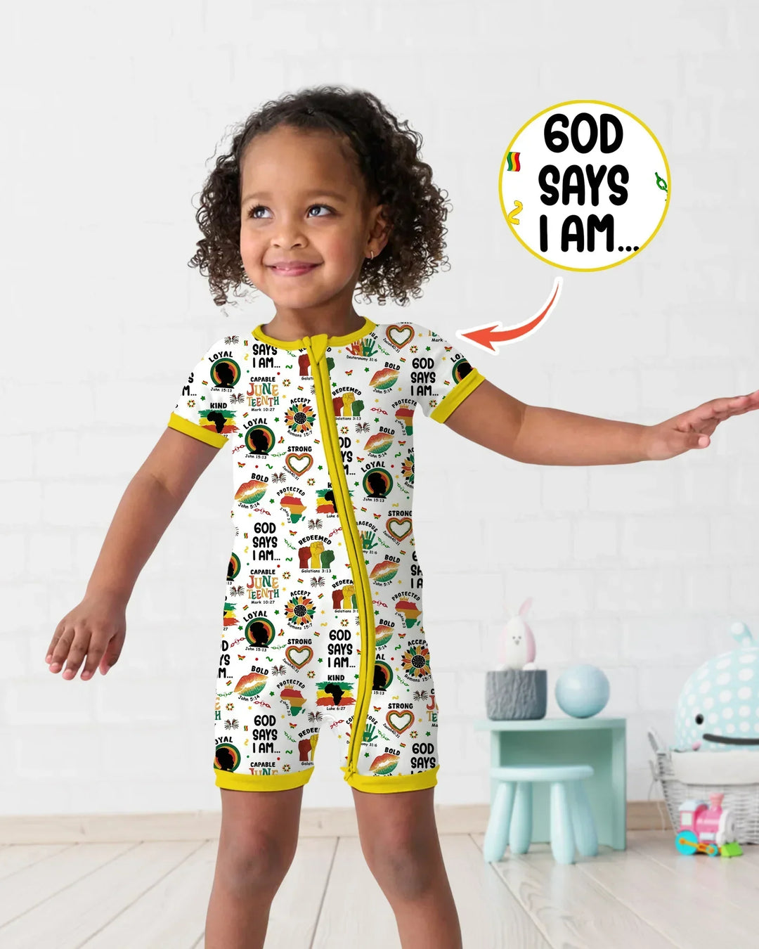 God Says I Am Juneteenth Bamboo Shorty Zippy