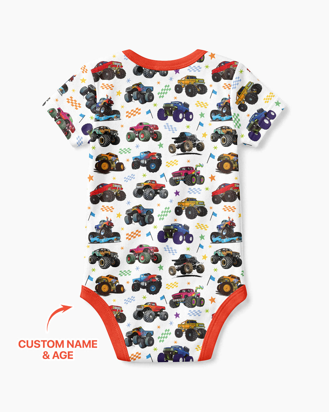 Monster Truck Birthday Boy Custom Name Bamboo Bodysuit