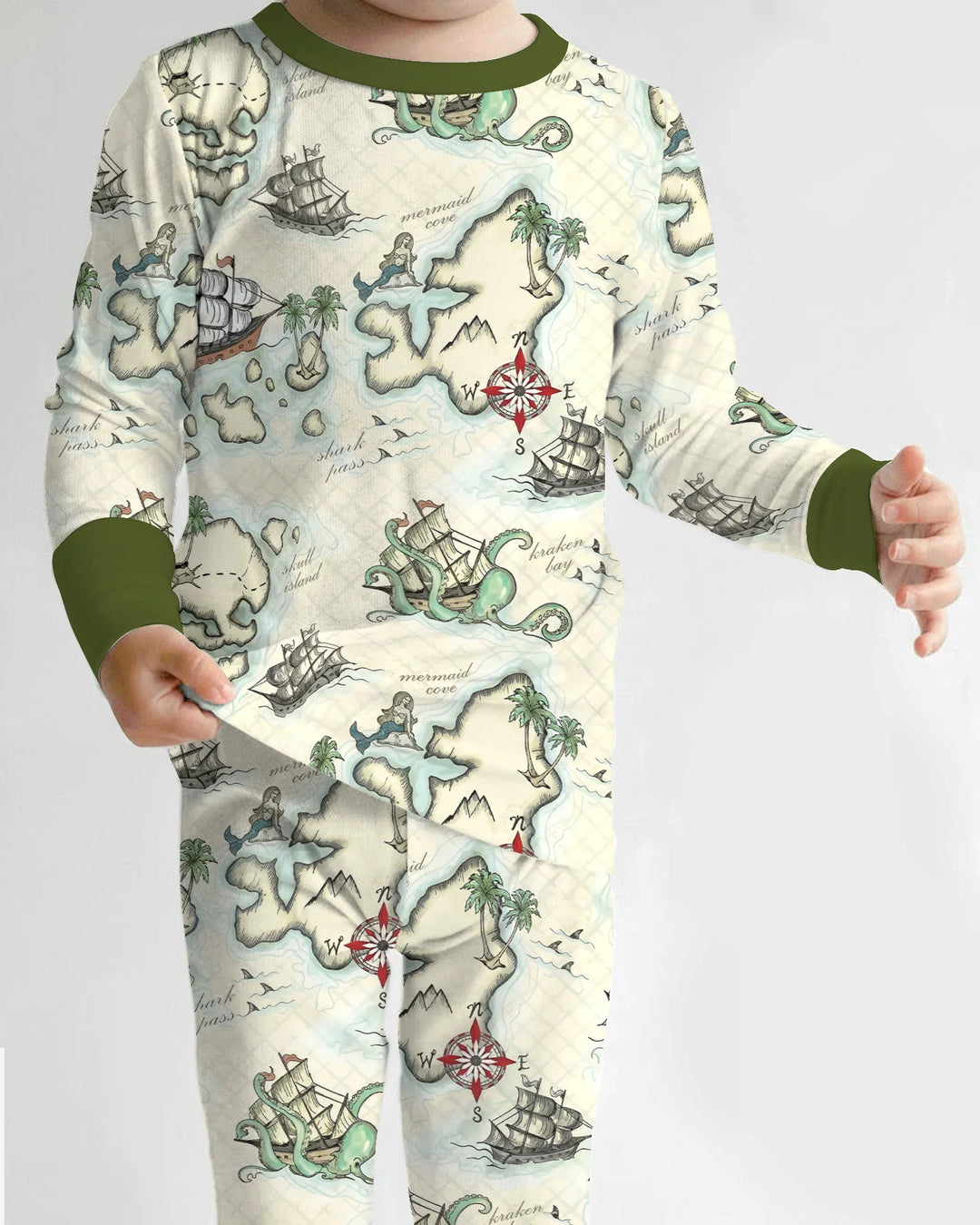 Pirate Treasure Map Quest  Bamboo Two Piece Long Sleeve Pajama Set