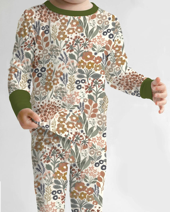 Autumn Meadow Botanicals Bamboo Two Piece Long Sleeve Pajama Set
