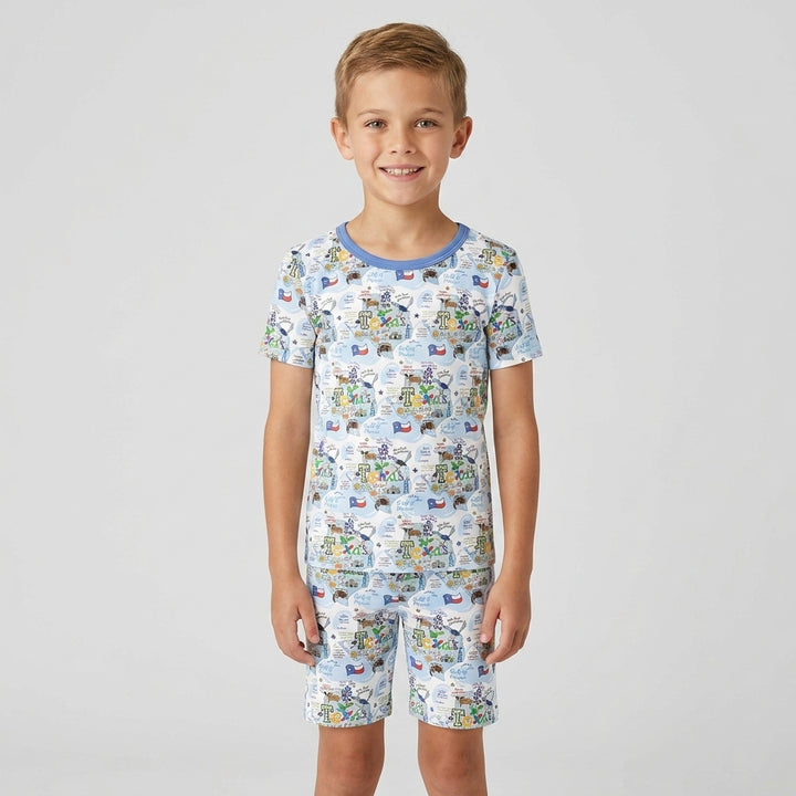 Template Bamboo Two Piece Short Sleeve Shorts Pyjamas Set