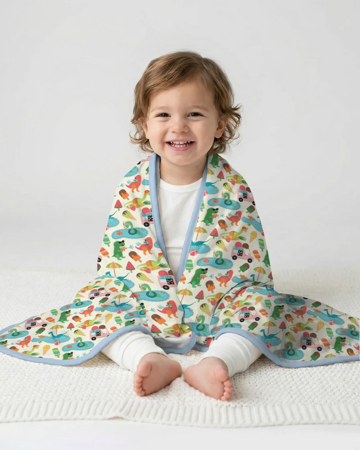 Dino Summer Splash Bamboo Blanket