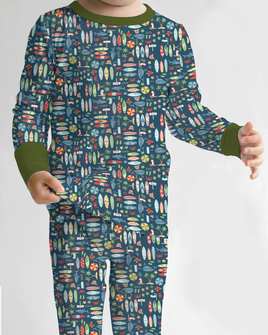 Endless Summer Surf Bamboo Two Piece Long Sleeve Pajama Set