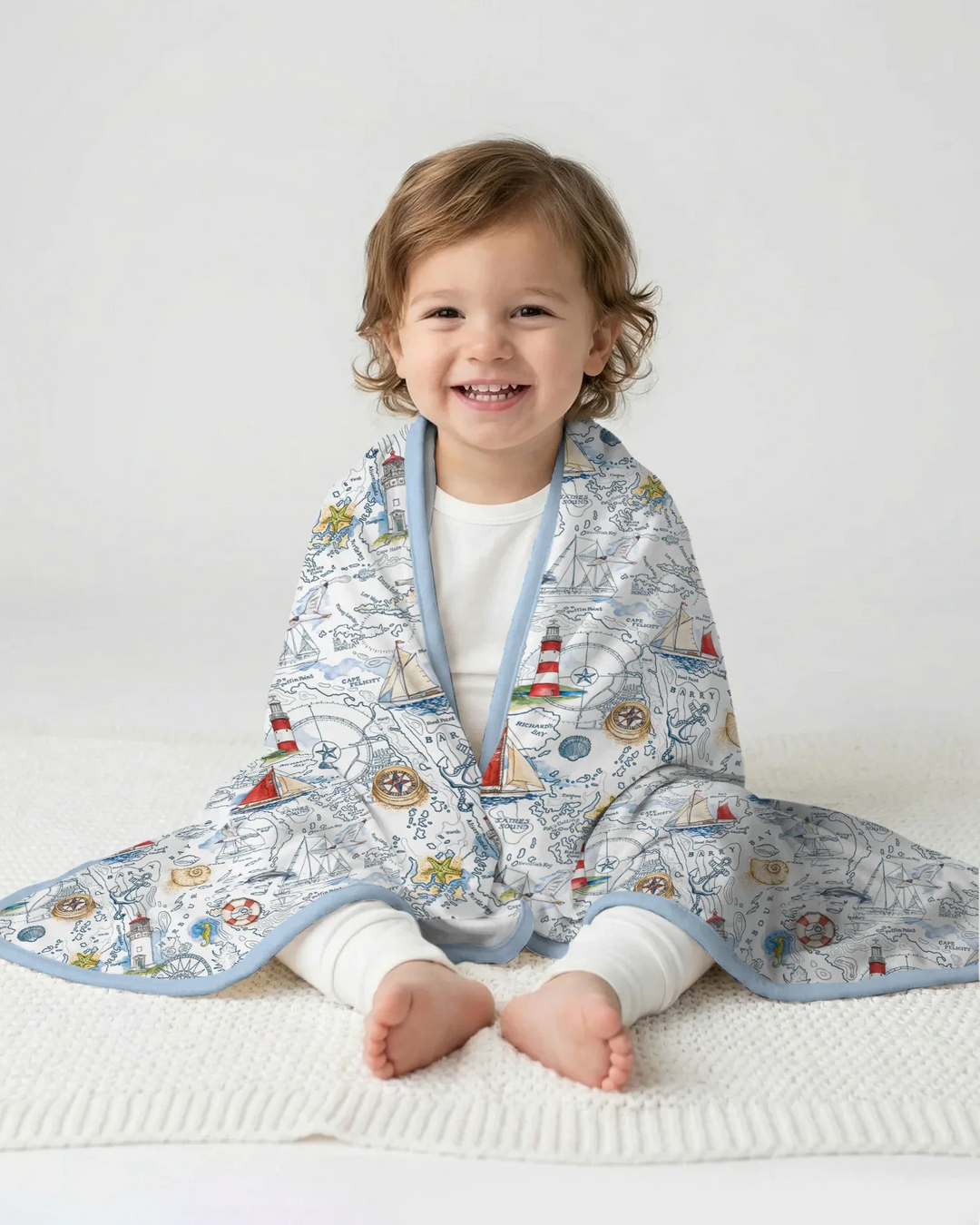 Seaside Adventure Map Bamboo Blanket