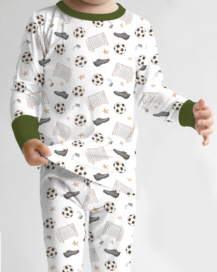 Little Soccer Star Bamboo Two Piece Long Sleeve Pajama Set