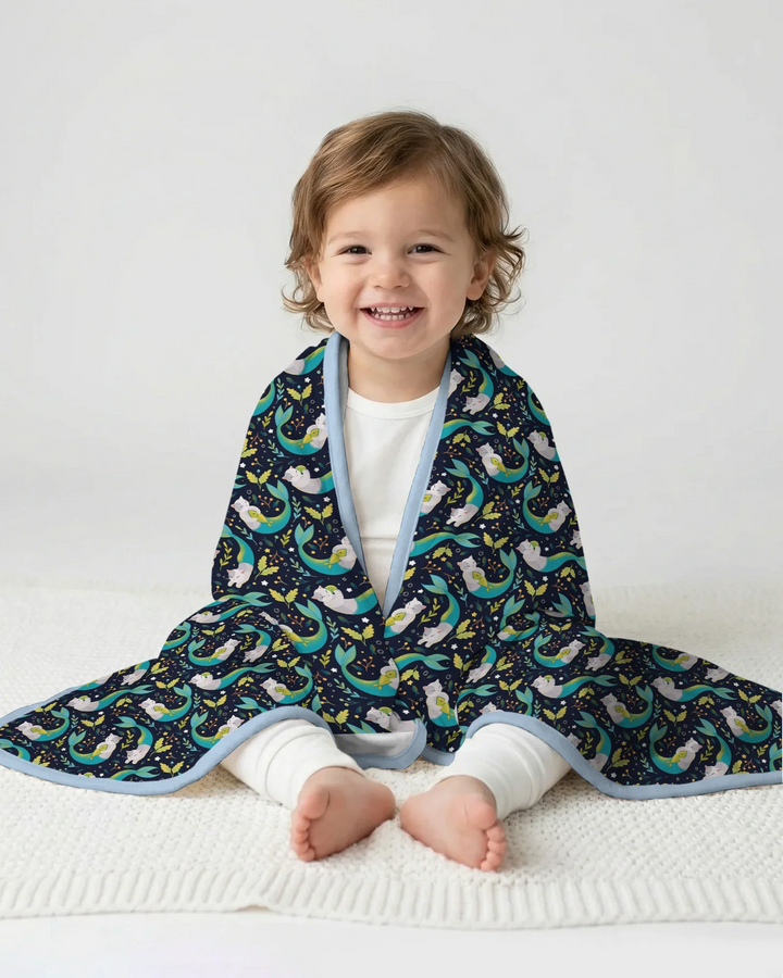 Midnight Mermaid Cats Bamboo Blanket