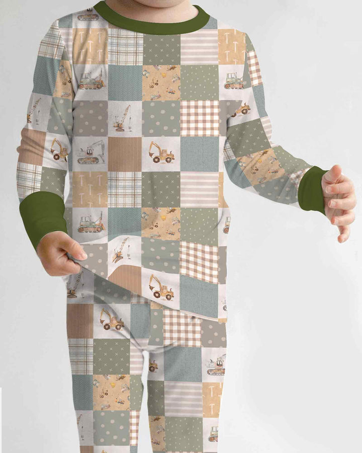 Construction Trucks Bamboo Two Piece Long Sleeve Pajama Set