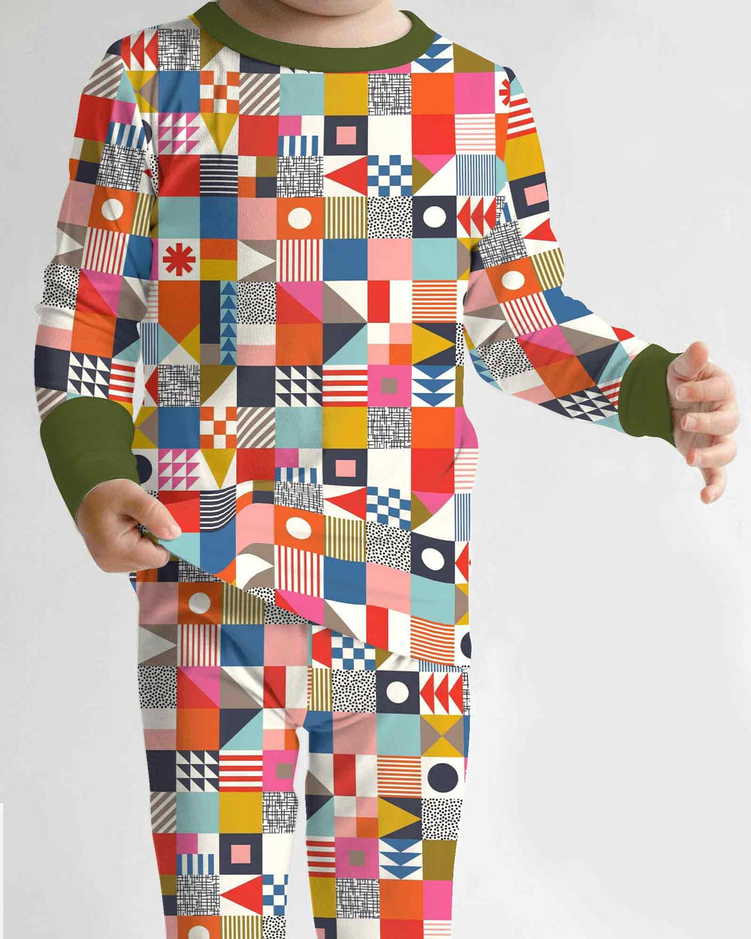 Playful Shapes Bamboo Two Piece Long Sleeve Pajama Set