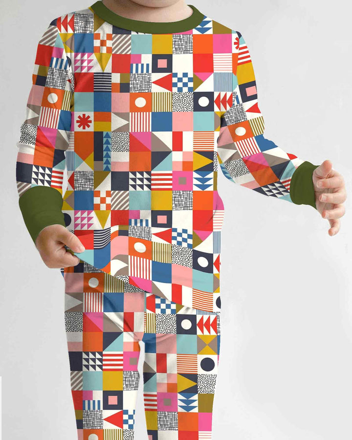 Playful Shapes Bamboo Two Piece Long Sleeve Pajama Set