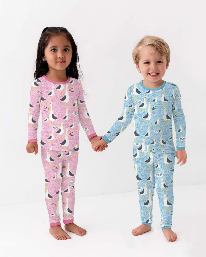 Funny Seagull MOM Two Piece Long Sleeve Pajama Set