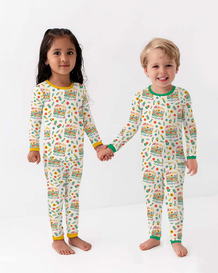 Love For All Family Matching Bamboo Two Piece Long Sleeve Pajama Set