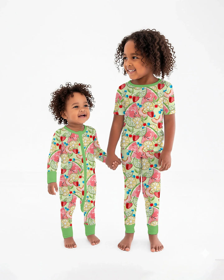 Sweet Summer Fruits Family Matching Bamboo Two Piece Short Sleeve Pajama Set