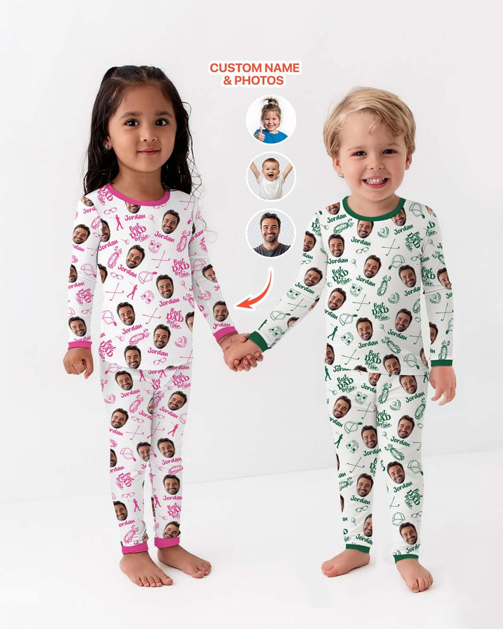 Custom Photo Best Dad By Par Bamboo Two Piece Long Sleeve Pajama Set