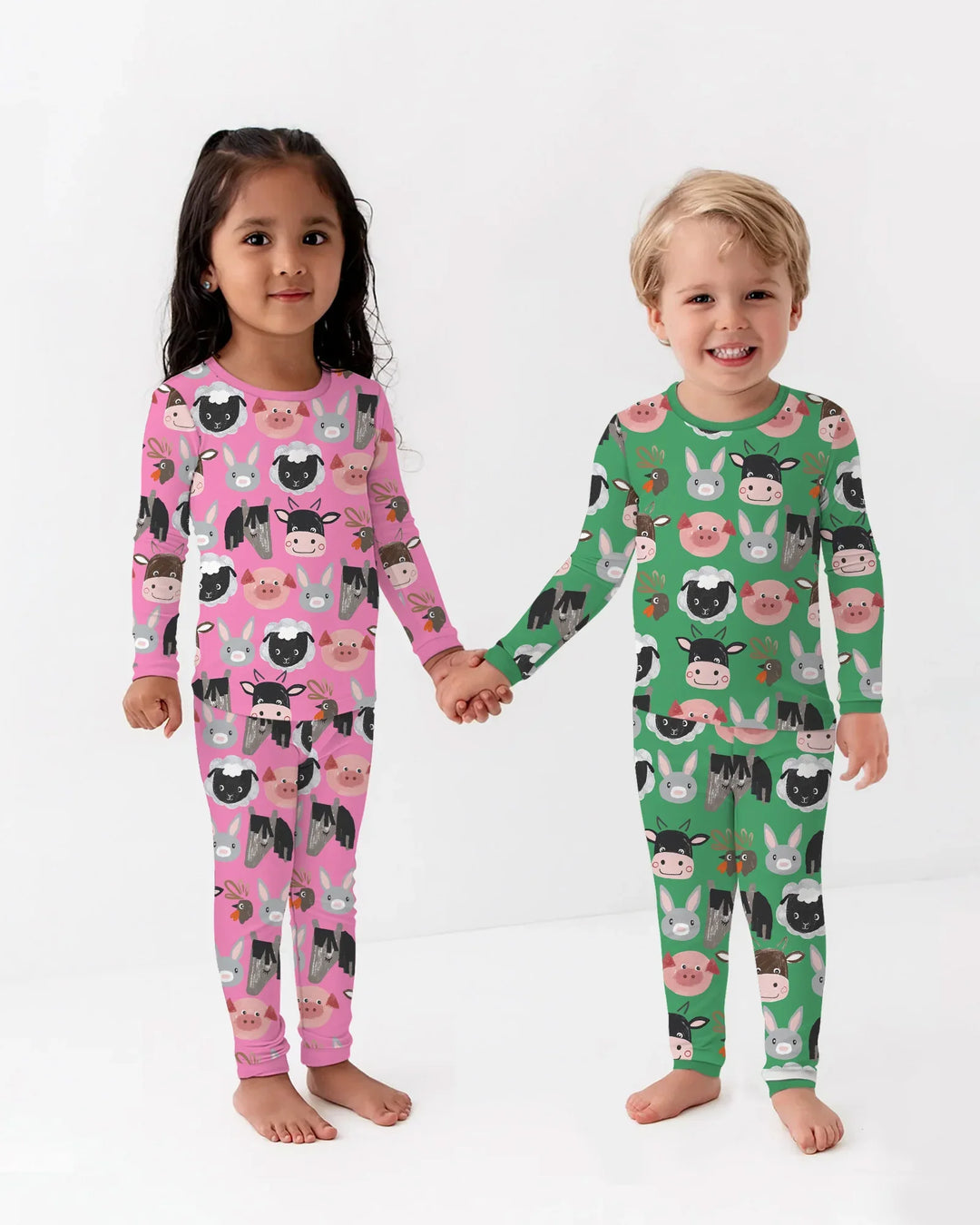 Farm Friends Family Matching Bamboo Two Piece Long Sleeve Pajama Set