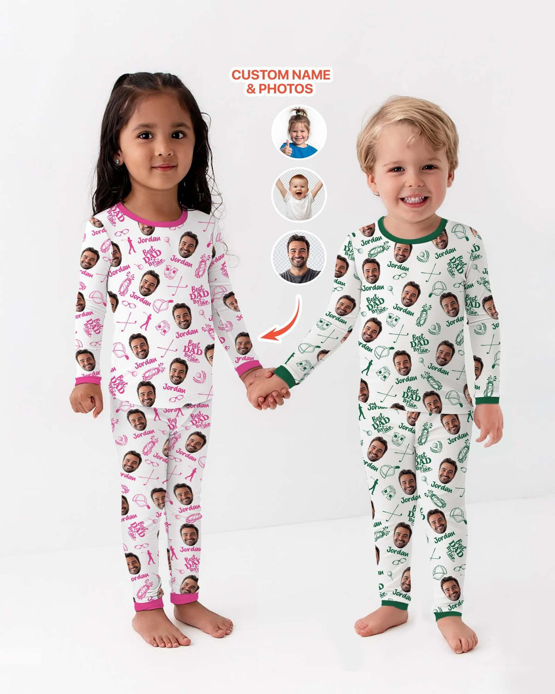 Custom Photo Best Dad By Par Bamboo Two Piece Short Sleeve Shorts Pajama Set