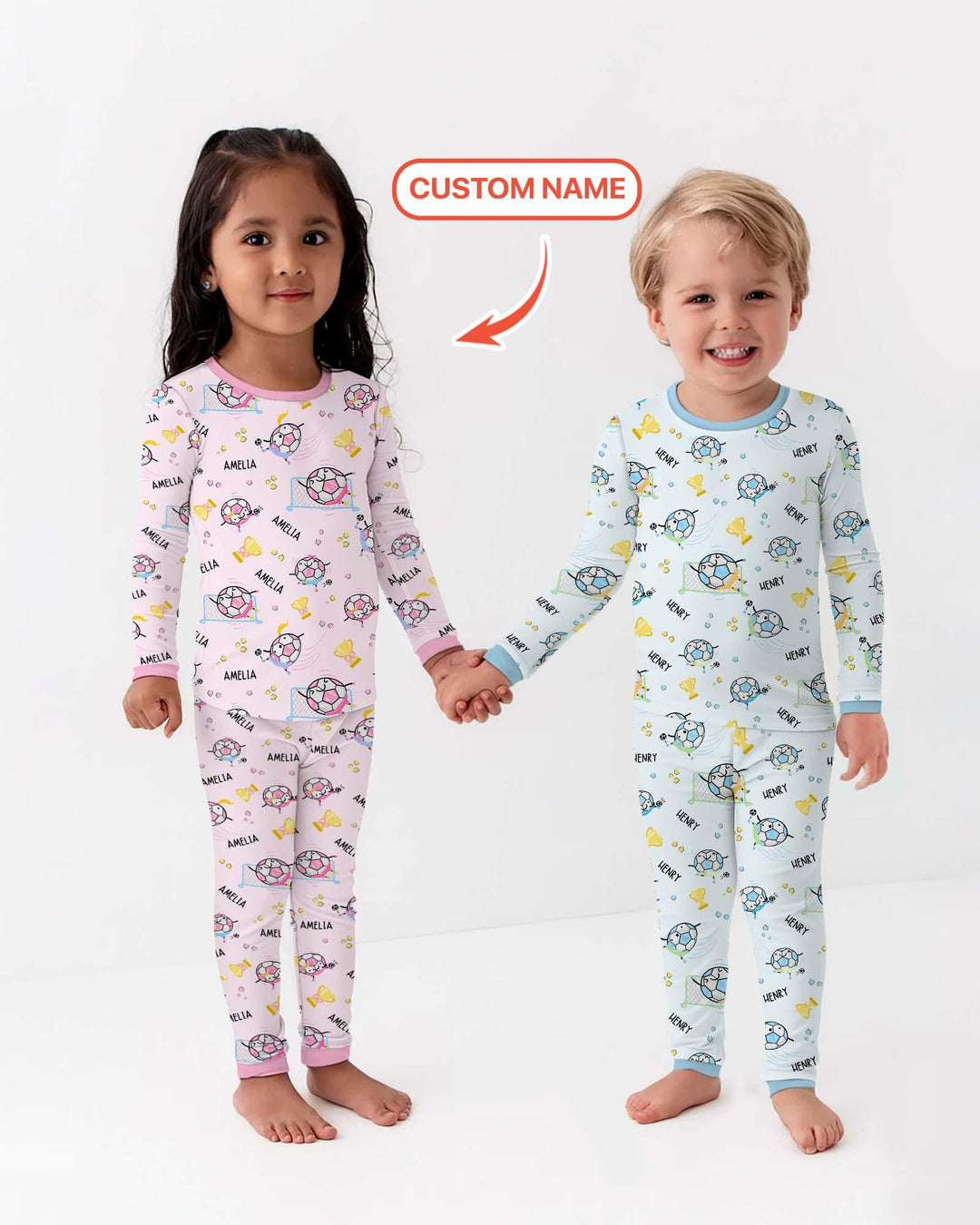 Custom Name Soccer Dad Team Matching Two Piece Long Sleeve Pajama Set