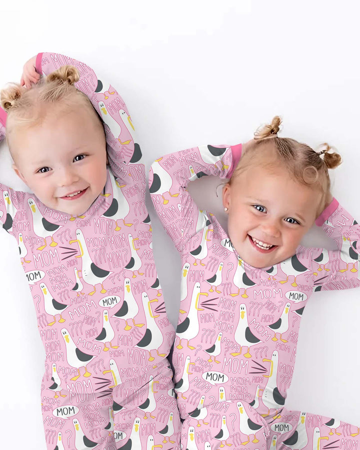 Funny Seagull MOM Two Piece Long Sleeve Pajama Set