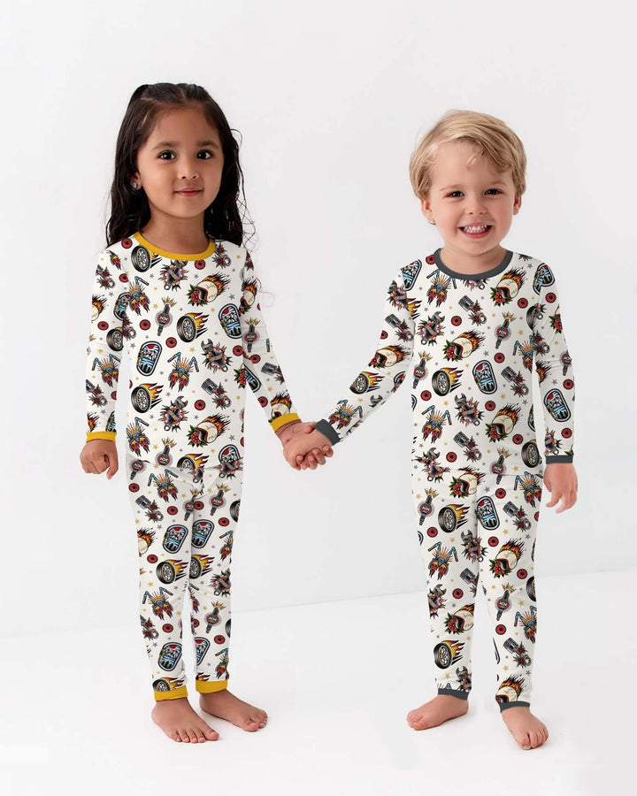 Born to Ride Together Family Matching Bamboo Two Piece Long Sleeve Pajama Set