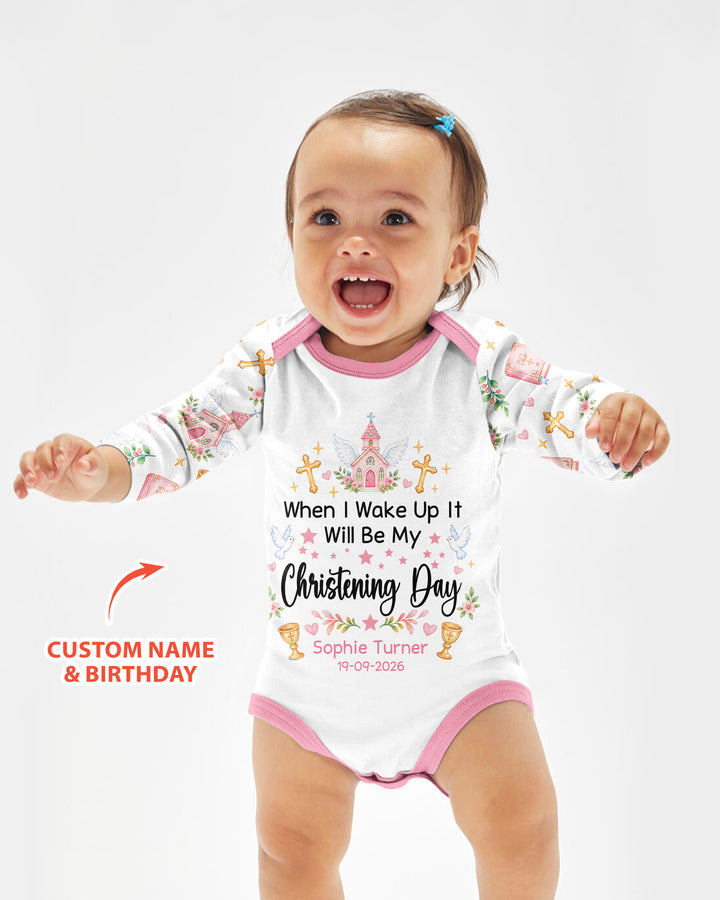 Personalized When I Wake Up It Will Be My Christening Day Bamboo Bodysuit