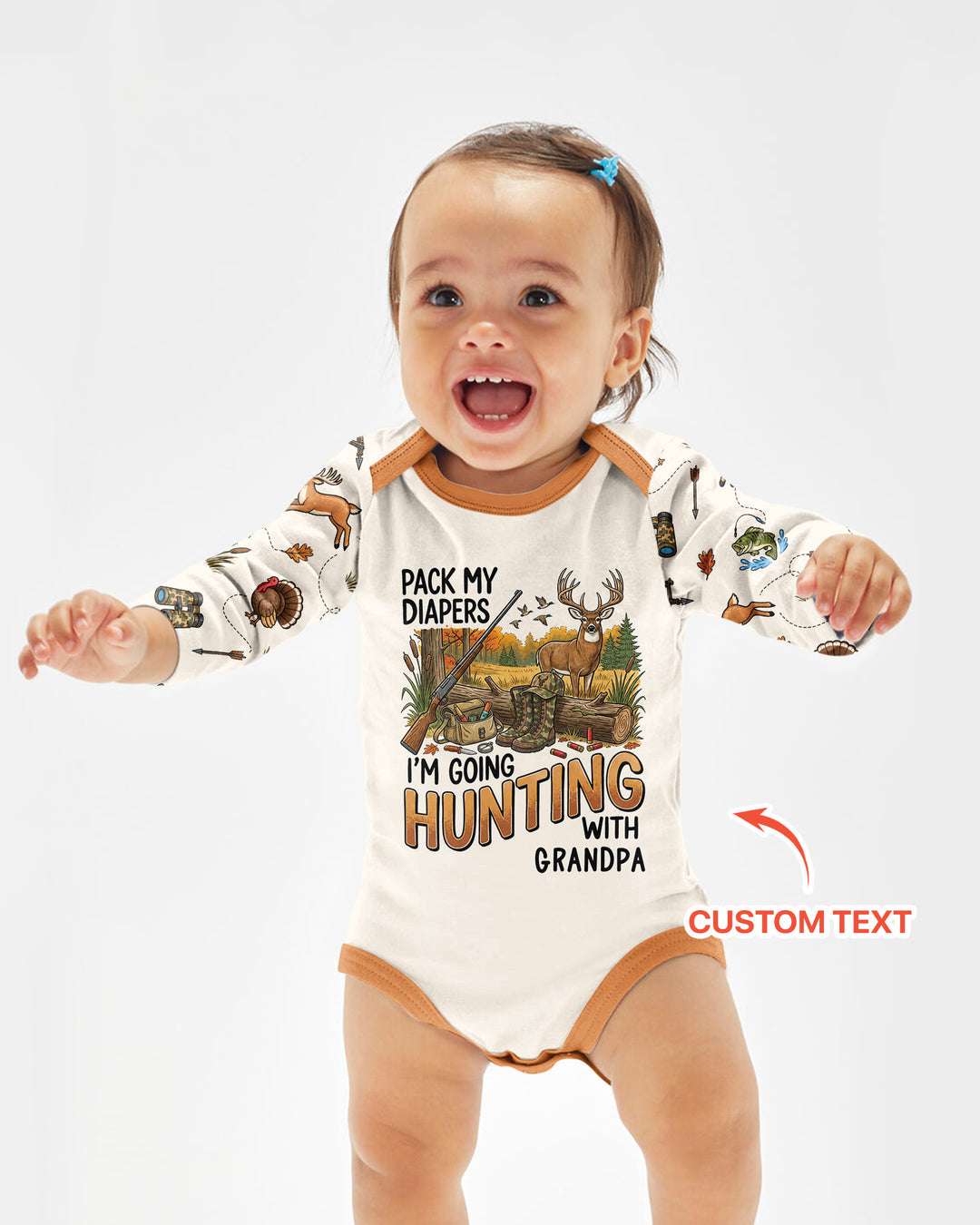 Personalized Pack My Diapers I'm Going Hunting Bamboo Bodysuit