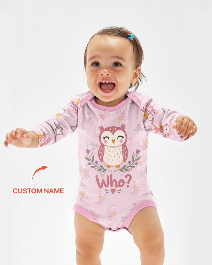Custom Name Twin Owl Who's Who Bamboo Bodysuit