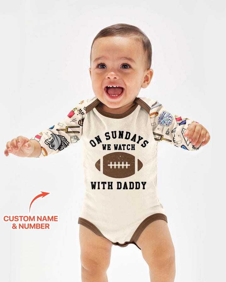 On Sundays We Watch Football With Daddy Family Matching Bamboo Bodysuit