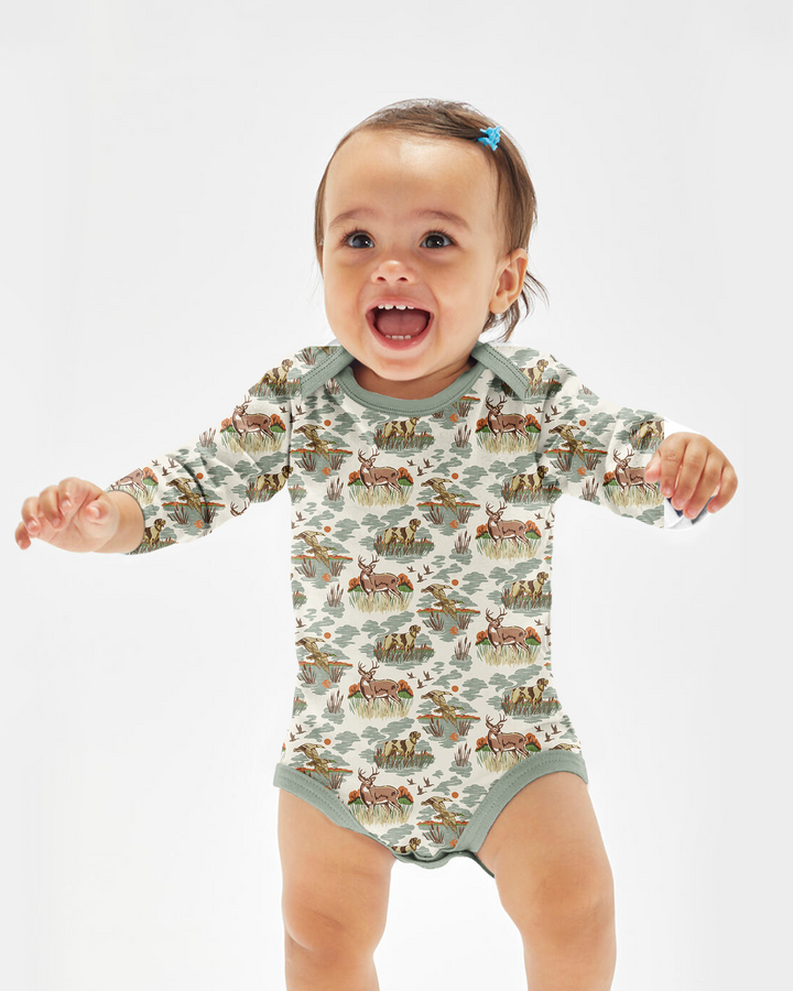 Vintage Hunting Season Daddy& Me Matching Bamboo Bodysuit