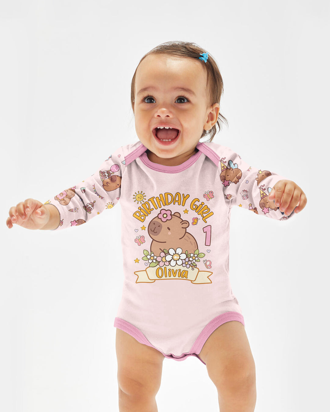 Personalized Capy Birthday Girl Bamboo Bodysuit