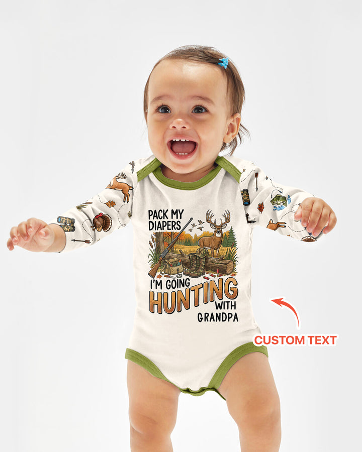 Personalized Pack My Diapers I'm Going Hunting Bamboo Bodysuit