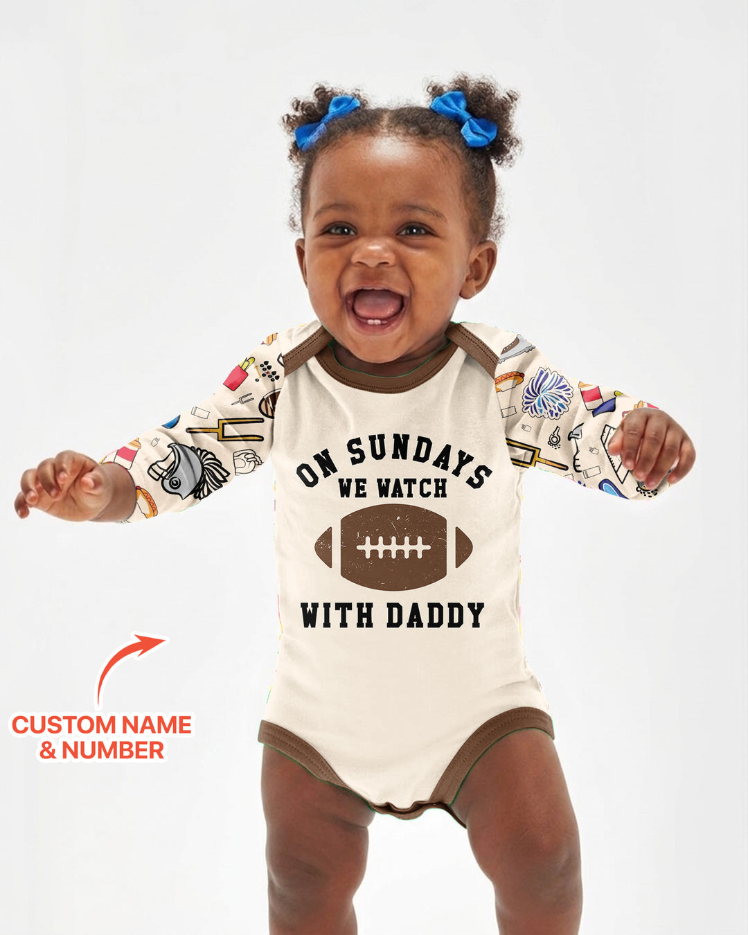 On Sundays We Watch Football With Daddy Family Matching Bamboo Bodysuit
