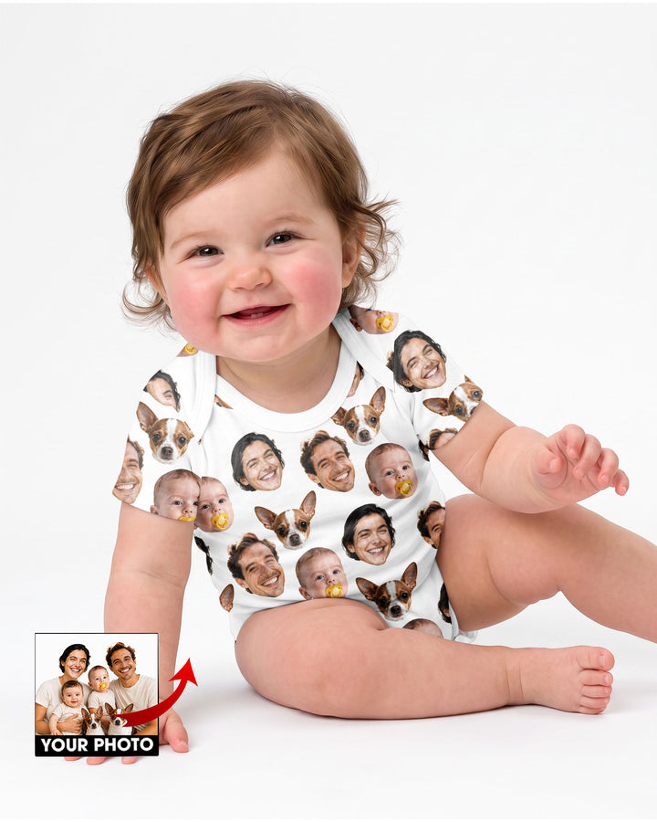Personalized Face Baby Bodysuit, Families Faces Newborn Bodysuit