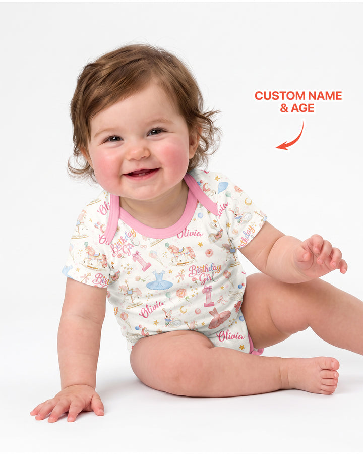 Ballerina Birthday Girl Custom Name & Age Bamboo Bodysuit
