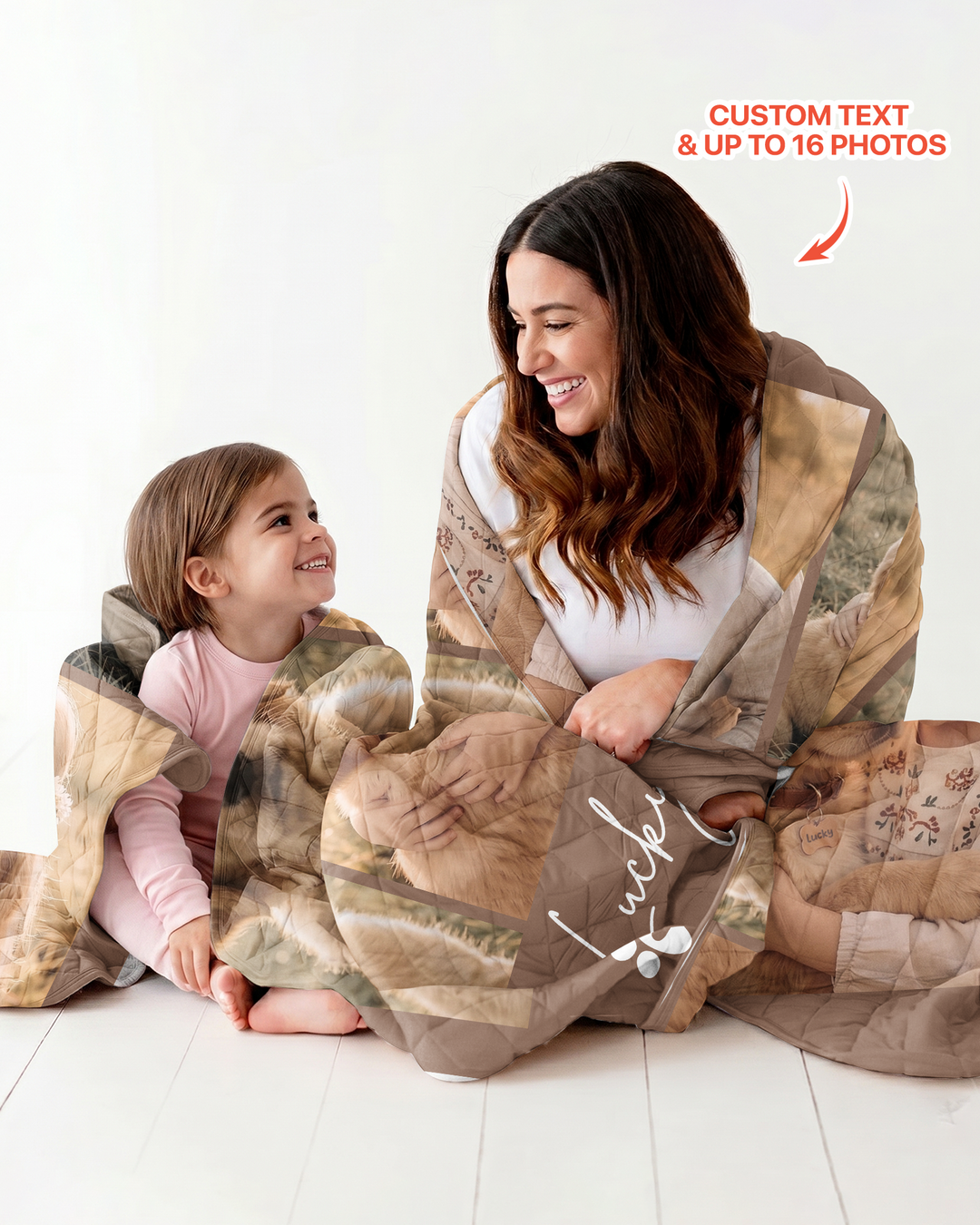 Custom Pet Photo Collage Bamboo Quilt Blanket