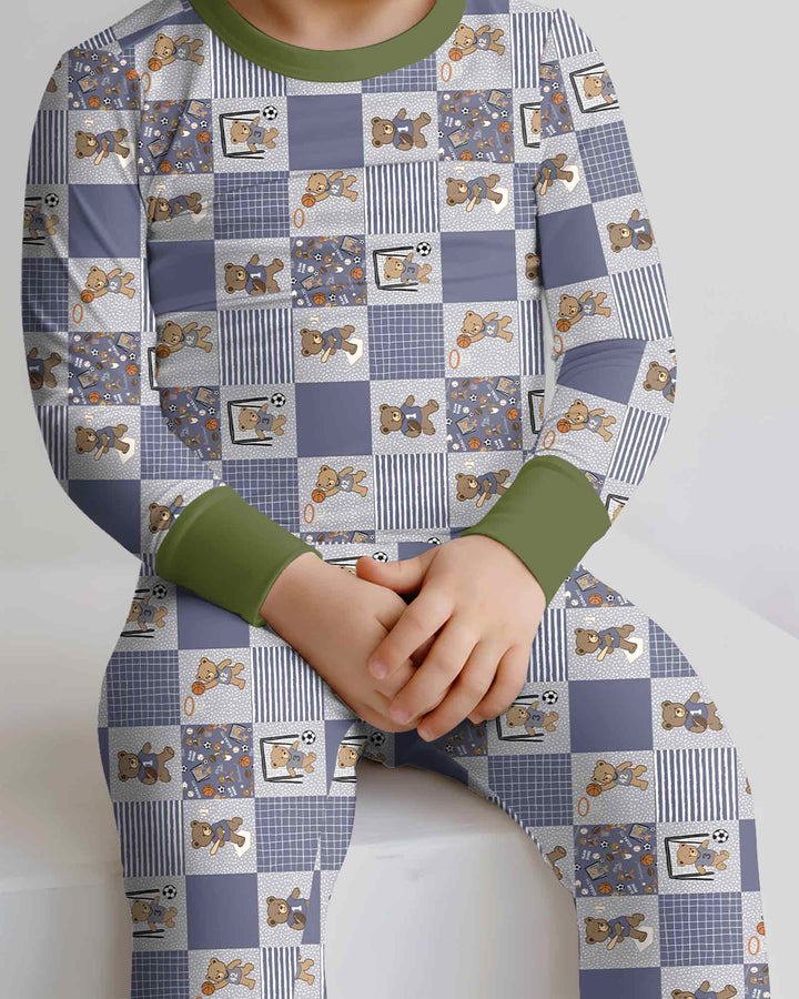 Game Day Teddy Bamboo Two Piece Long Sleeve Pajama Set