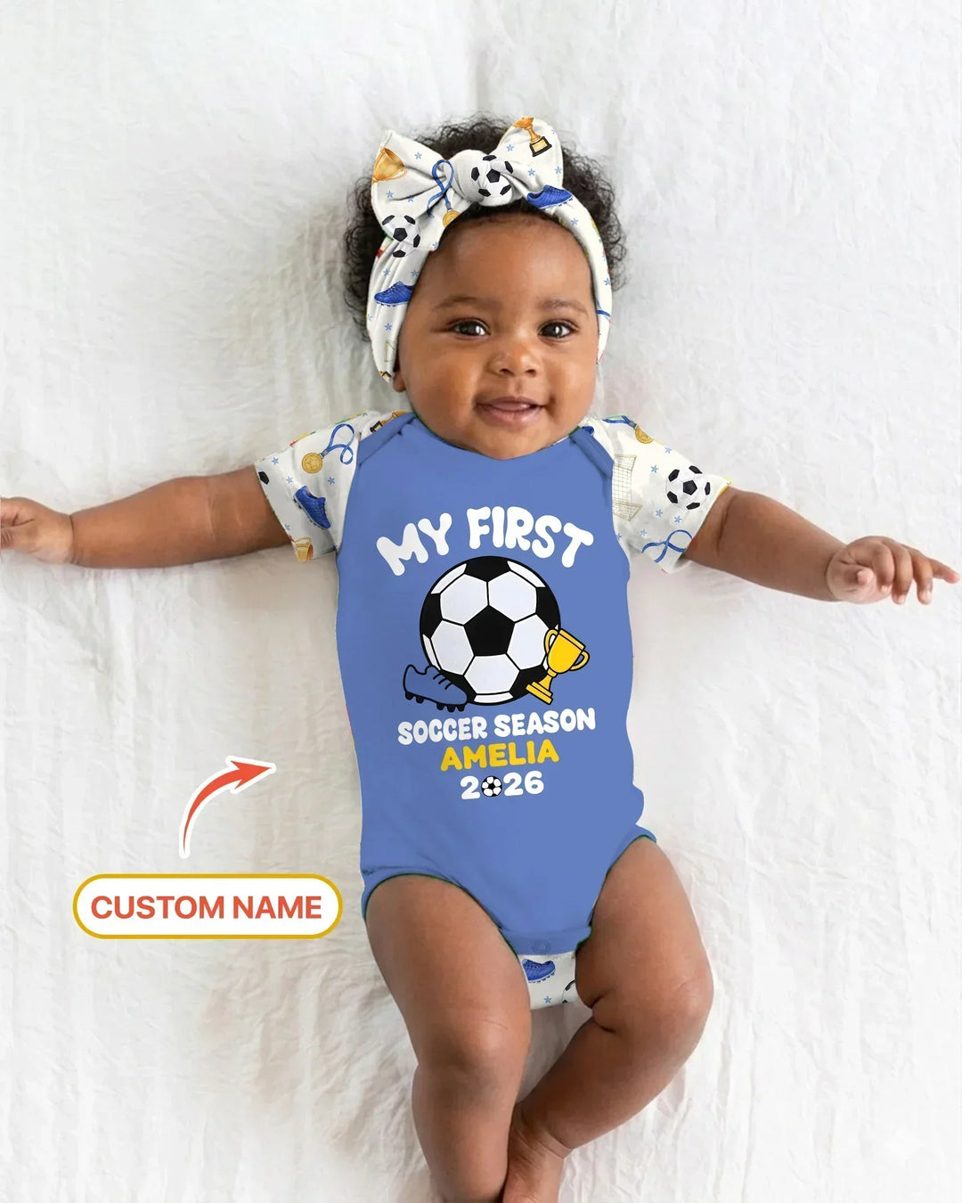 Custom Name My First Soccer Season Bamboo Bodysuit