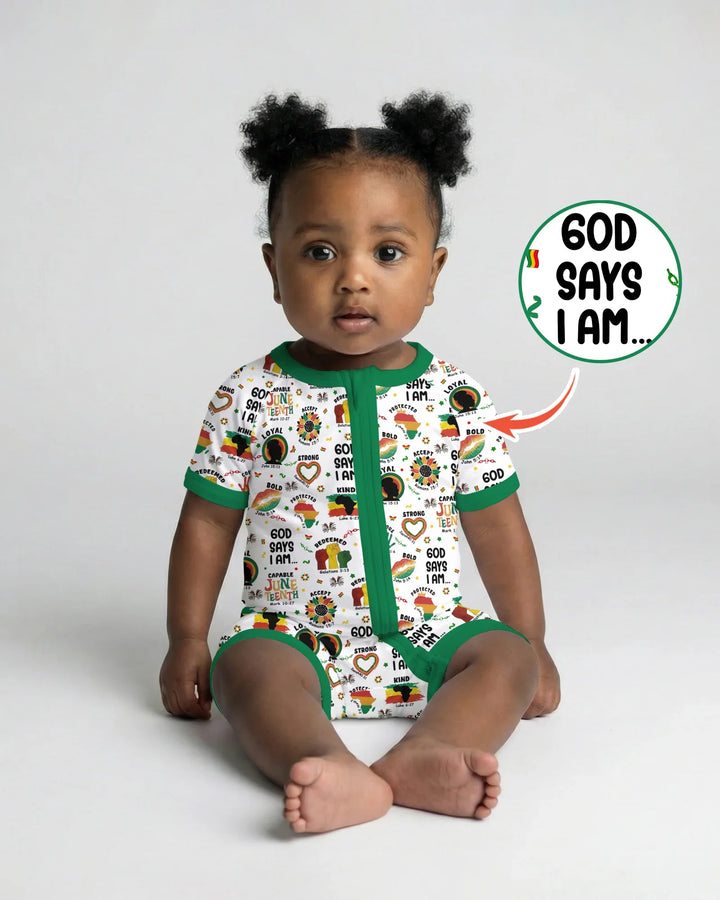 God Says I Am Juneteenth Bamboo Shorty Zippy