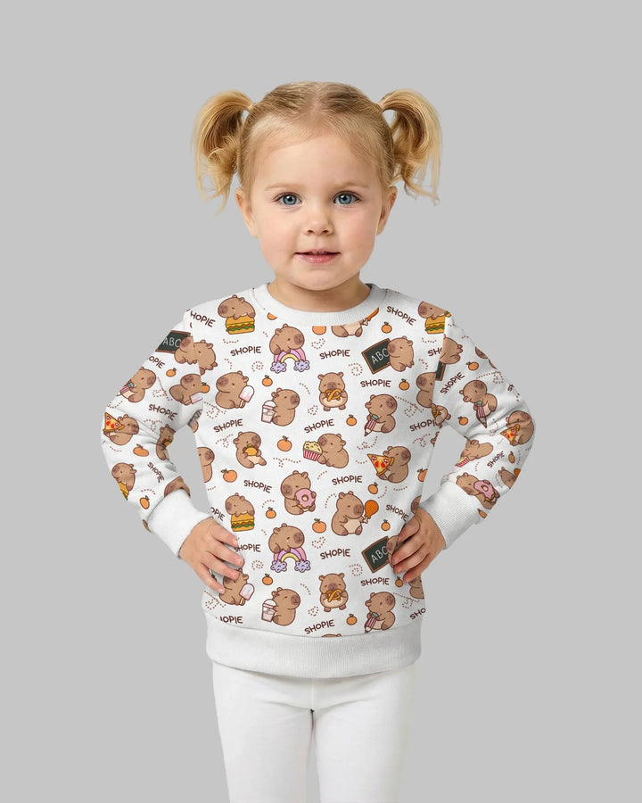 Custom Name Cute Capybara Bamboo Crewneck Sweatshirt