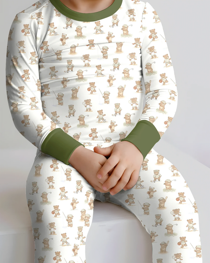 Teddy Team Spirit Bamboo Two Piece Long Sleeve Pajama Set