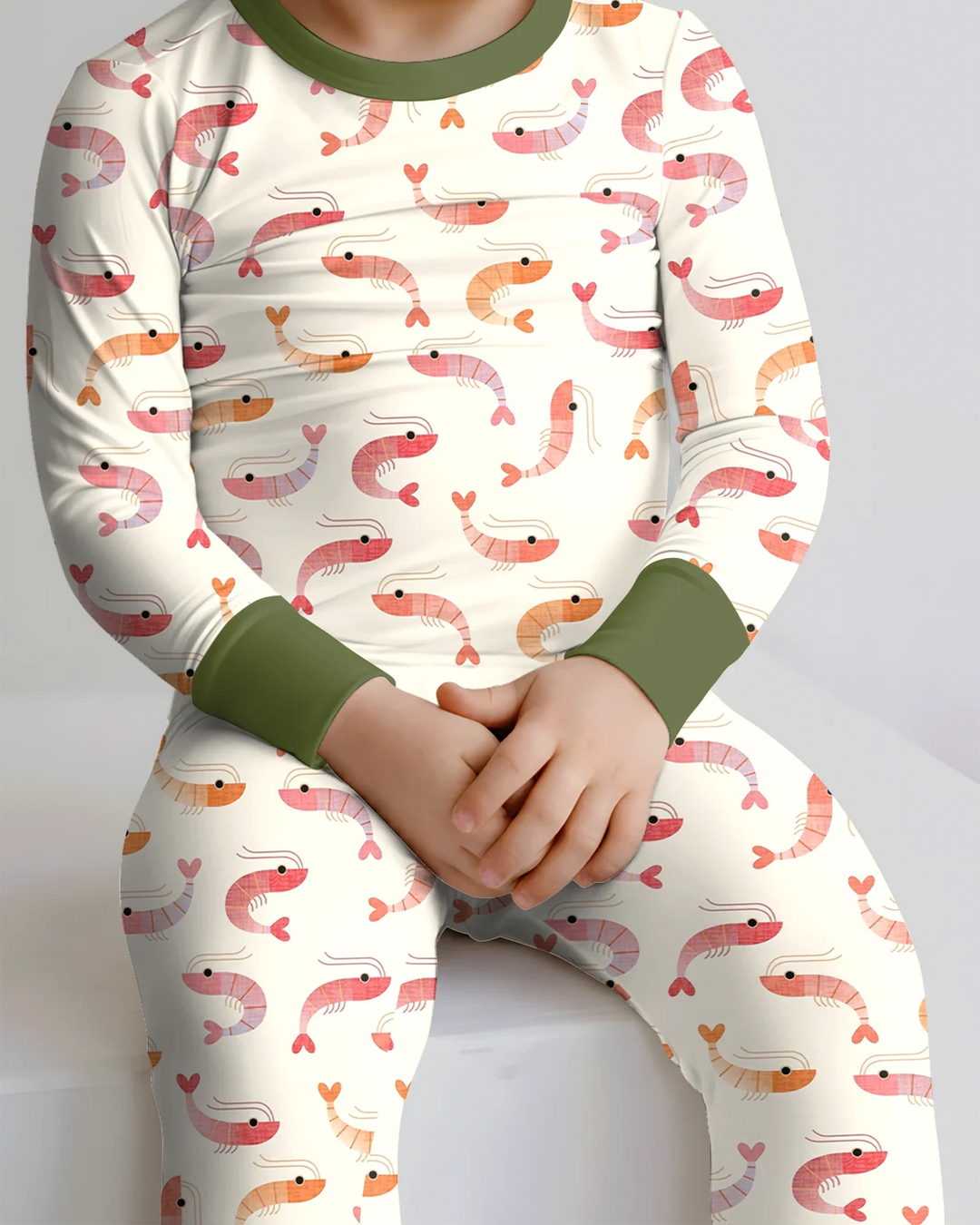 Sweet Shrimp Parade  Bamboo Two Piece Long Sleeve Pajama Set