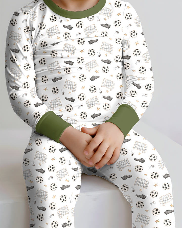 Little Soccer Star Bamboo Two Piece Long Sleeve Pajama Set