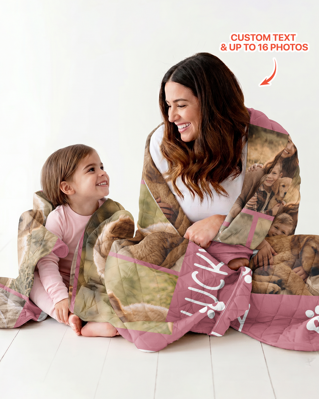 Custom Pet Photo Collage Bamboo Quilt Blanket