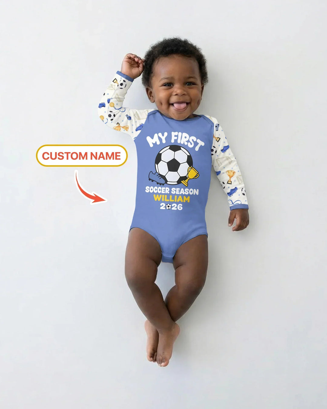 Custom Name My First Soccer Season Bamboo Bodysuit
