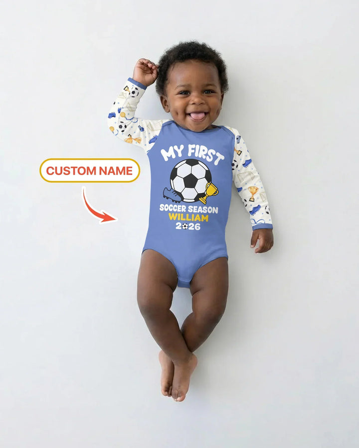 Custom Name My First Soccer Season Bamboo Bodysuit