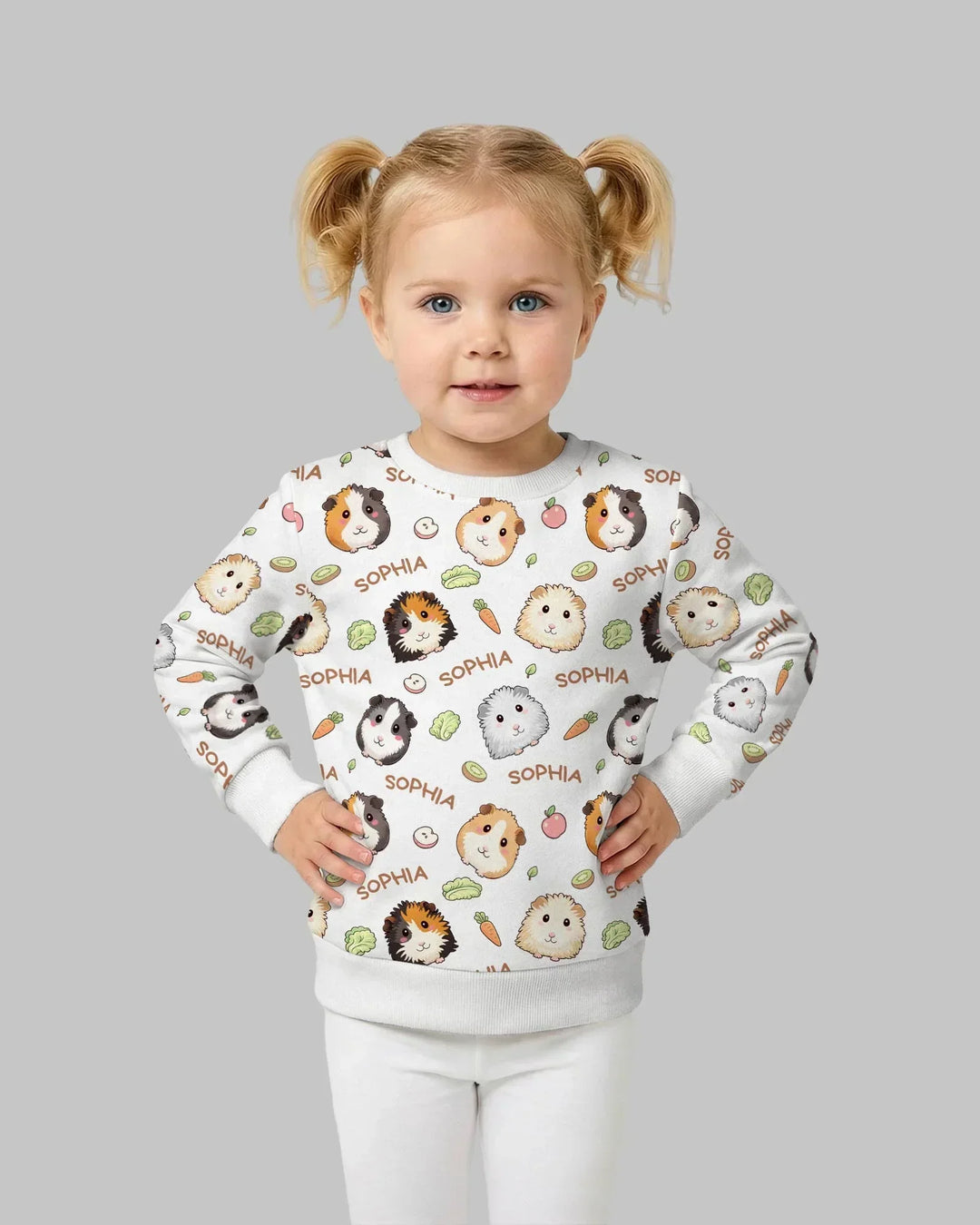 Custom Name Cute Guinea Pigs Bamboo Crewneck Sweatshirt