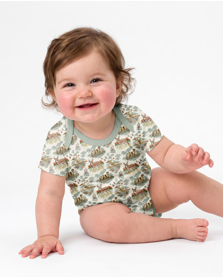 Vintage Hunting Season Daddy& Me Matching Bamboo Bodysuit