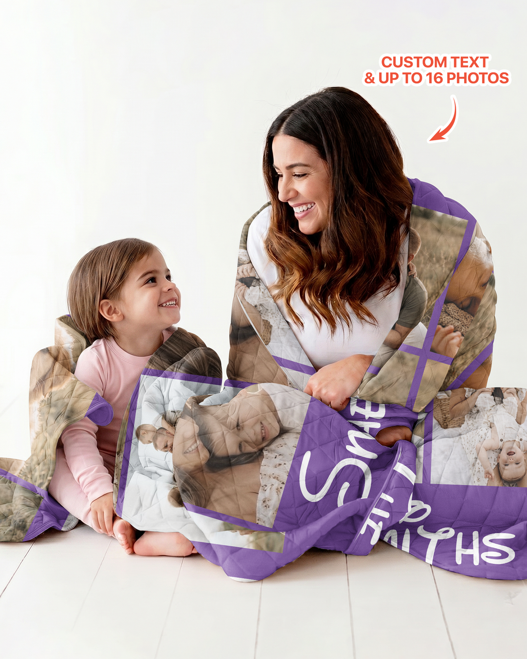 Custom Photo Collage Family Bamboo Quilt Blanket