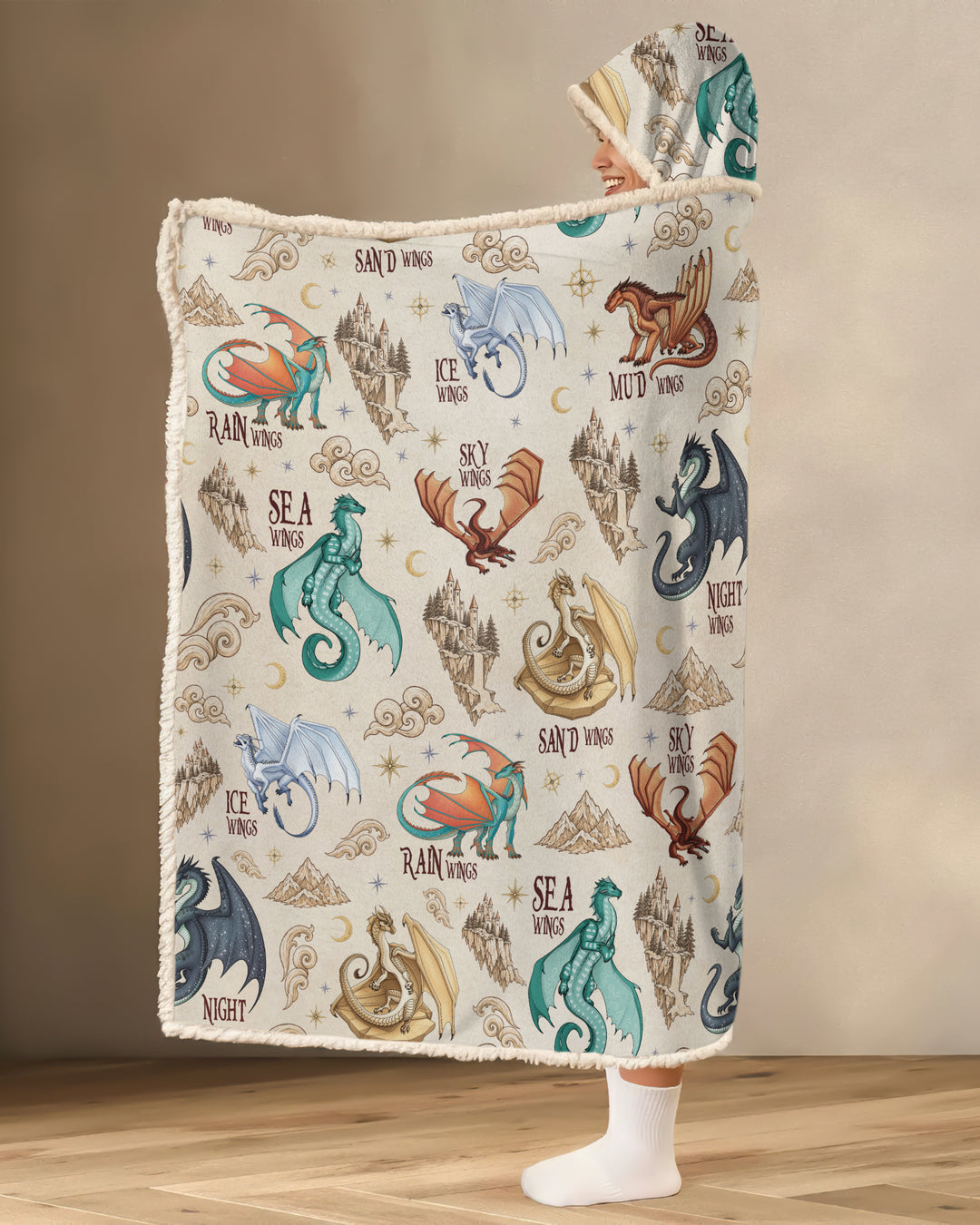 Elemental Dragons Bamboo Wearable Hooded Blanket