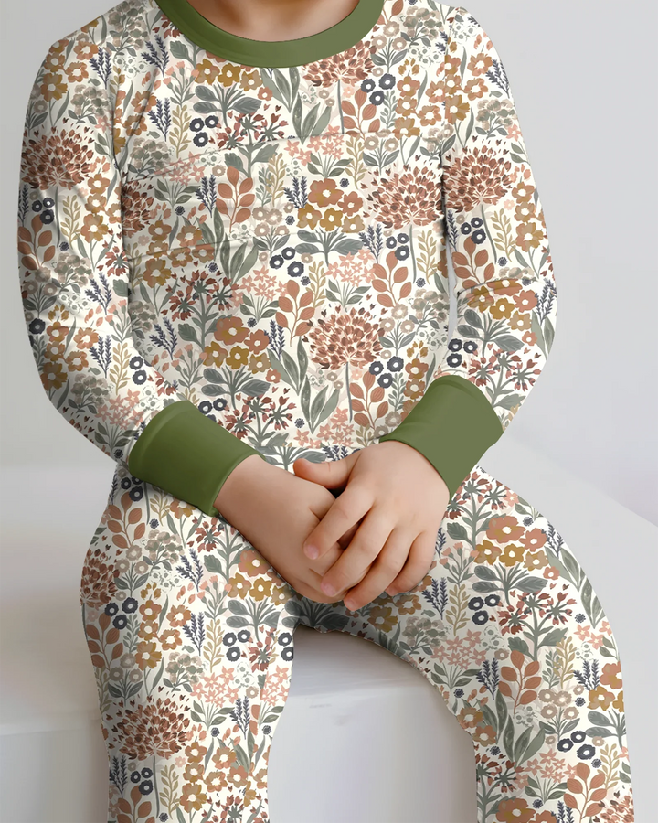 Autumn Meadow Botanicals Bamboo Two Piece Long Sleeve Pajama Set