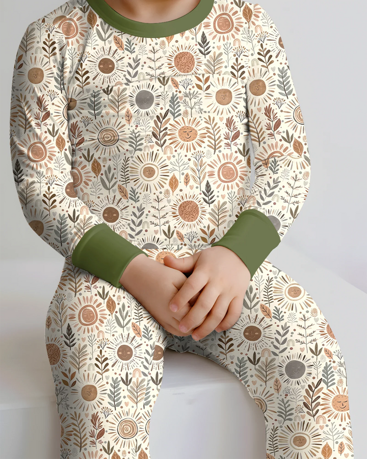 Boho Sunshine Garden Bamboo Two Piece Long Sleeve Pajama Set