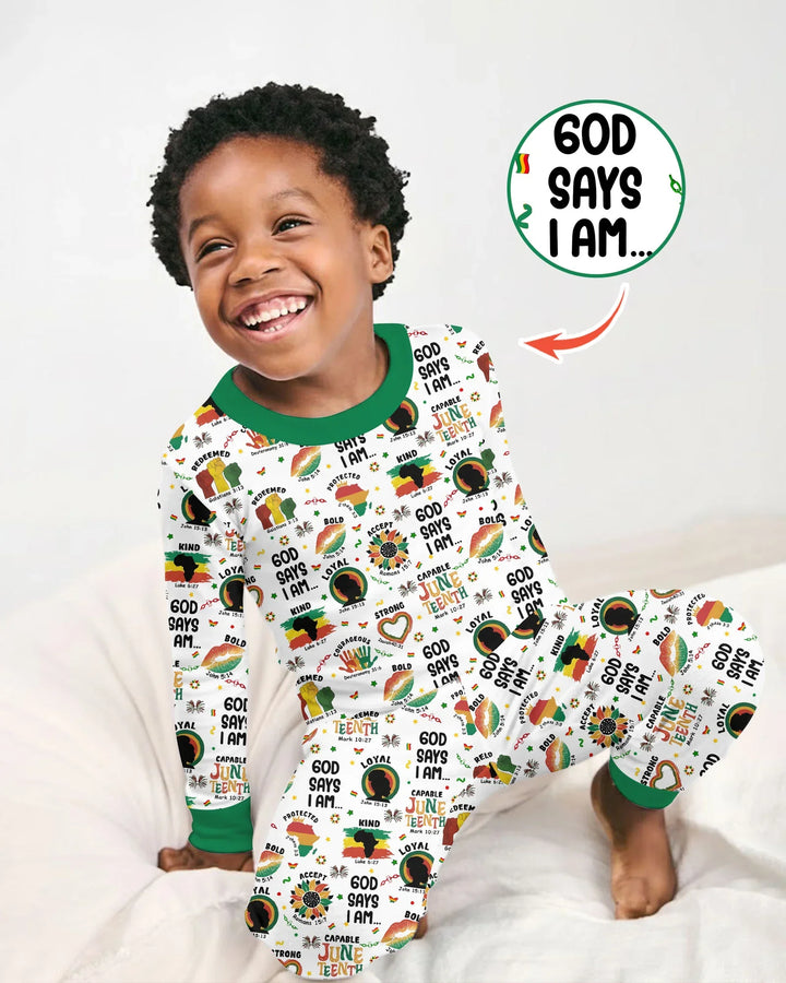God Says I Am Juneteenth Bamboo Two Piece Long Sleeve Pajama Set